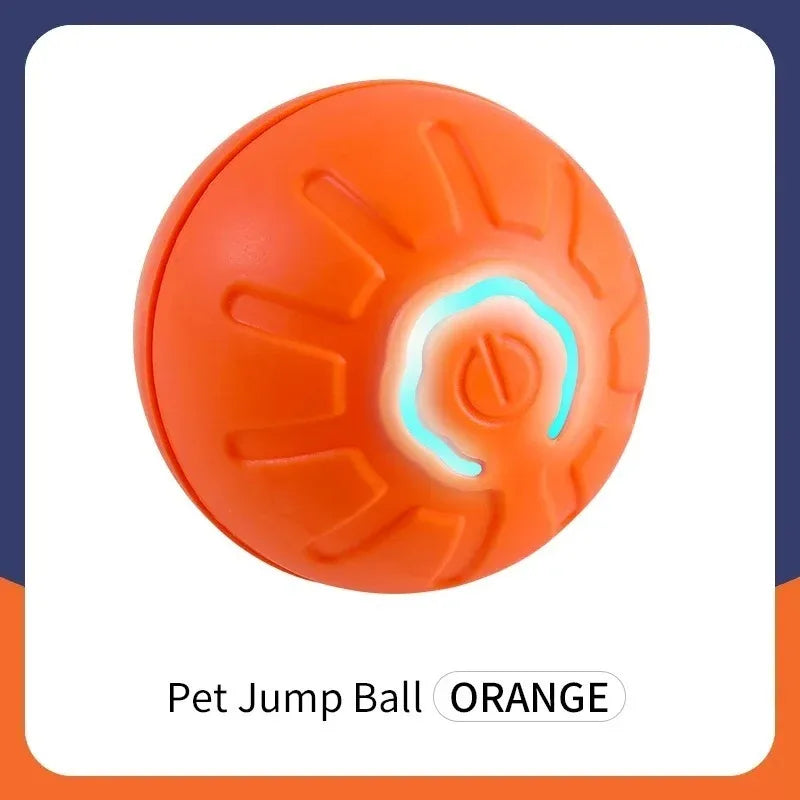 FanzyMarket rechargeable pet toy ball with RGB LED lights, bouncing and rolling for dogs and cats, in grey color.