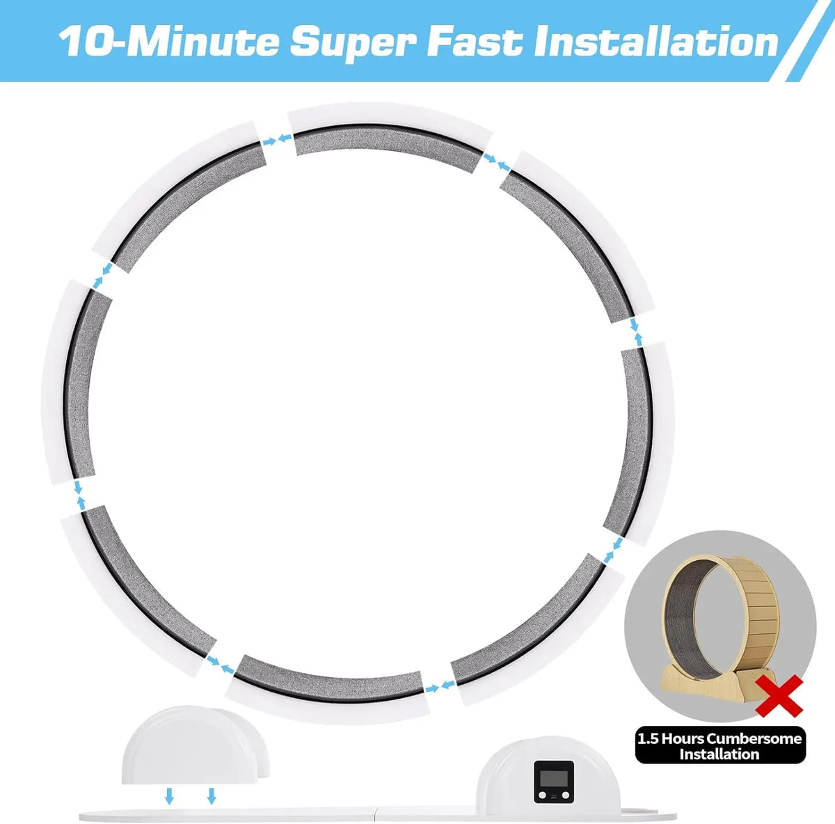 FanzyMarket 38-inch eco-friendly indoor cat exercise wheel with built-in pedometer, quick installation, supports cats up to 50 lbs.