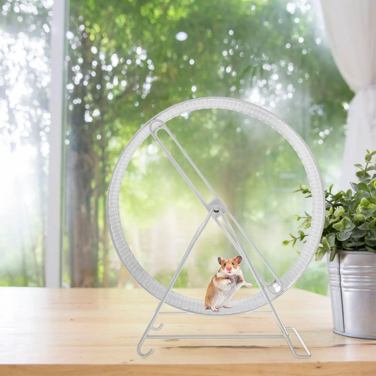 FanzyMarket silent iron hamster exercise wheel with stand, small pet running wheel, quiet and suitable for hamster play and exercise