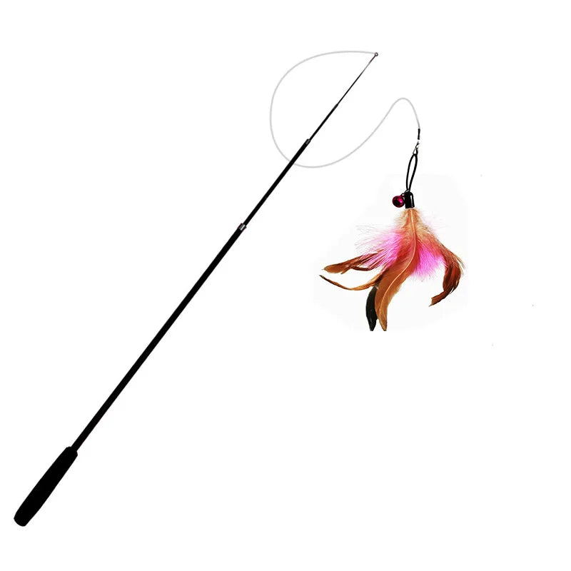 FanzyMarket telescopic cat wand toy, 1.8m feather teaser, durable scratch-resistant fishing rod for cats, pet supplies.