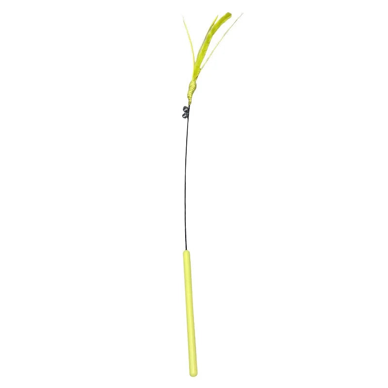 FanzyMarket interactive feather wand for cats, 19.7-inch sage tail grass teaser stick with bite-resistant sound toy for kittens.
