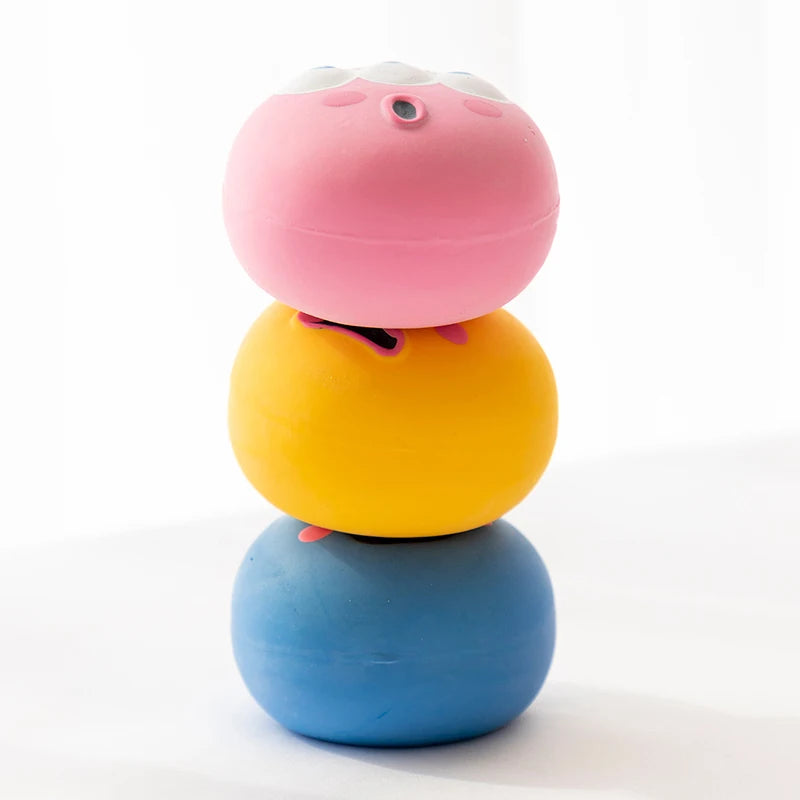 FanzyMarket dog squeaky chew ball made of bite-resistant rubber, designed for dental cleaning and interactive play.