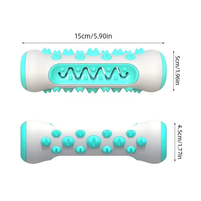 FanzyMarket dog dental chew toy made of TPR silicone, 5x15cm, for puppy teething and fresh breath, yellow color.