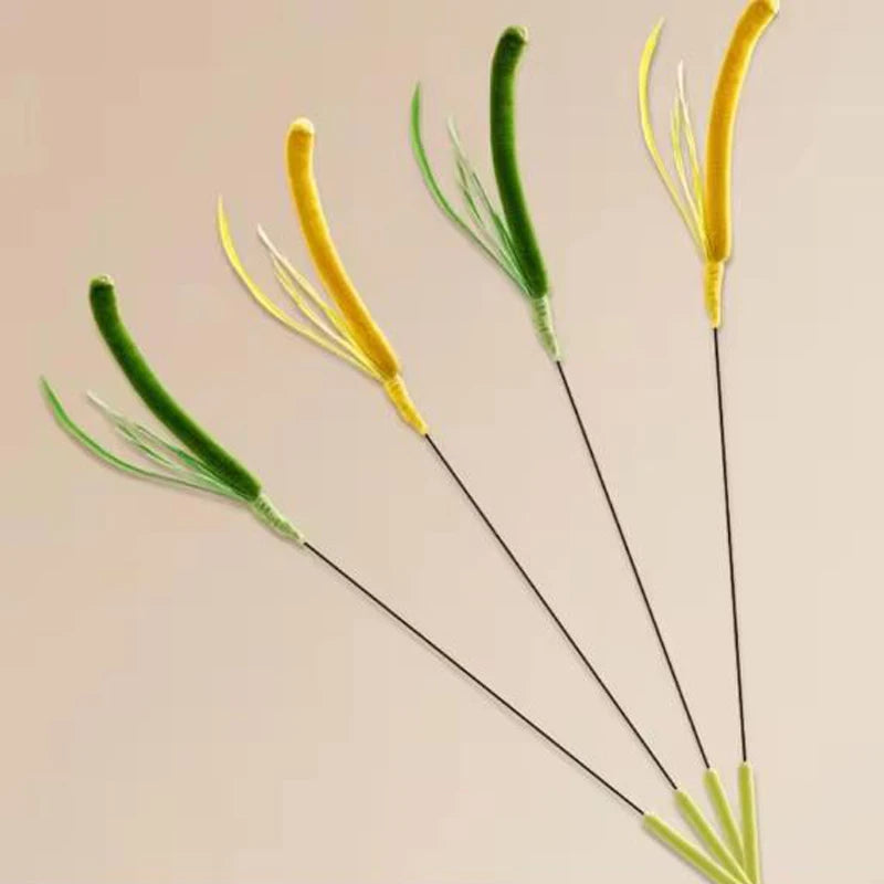FanzyMarket interactive feather teaser wand for cats with flexible wire and durable feathers, designed for engaging pet play.