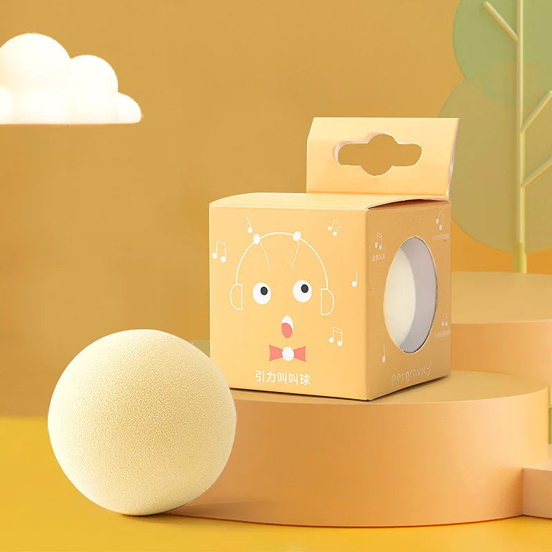 FanzyMarket automatic rolling cat ball toy for indoor play, USB rechargeable, self-moving kitten toy with bright yellow color