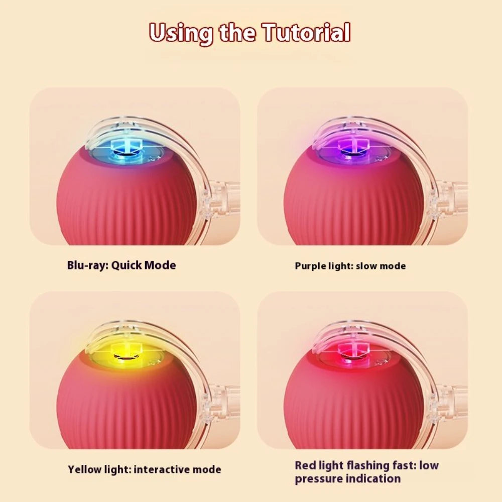 FanzyMarket USB rechargeable smart rolling cat ball toy with tail lamp, interactive automatic motion for cats and small dogs.