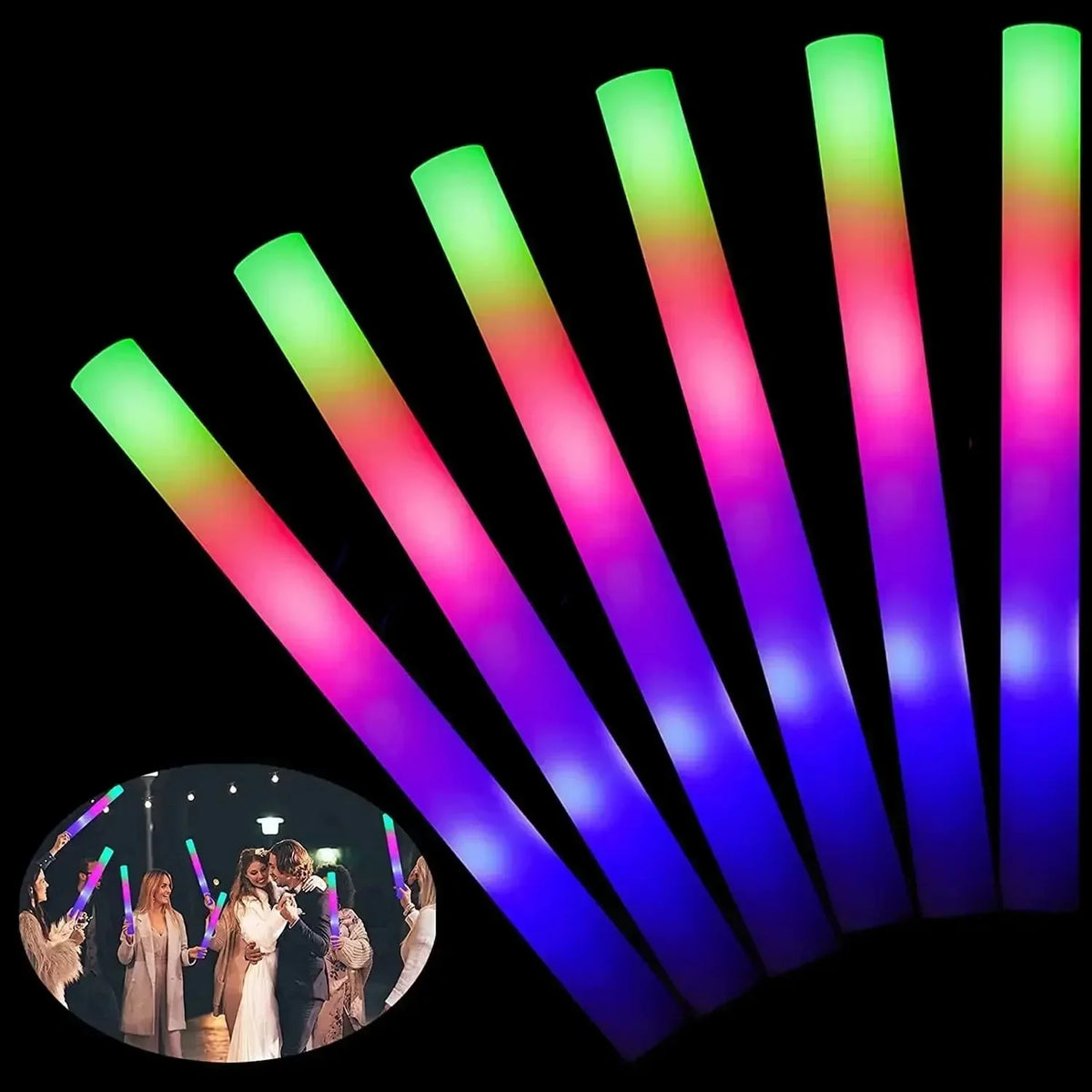 Pack of 1/10/20/30/50 RGB Light-Up Cheer Tubes for Concerts, Parties & Weddings