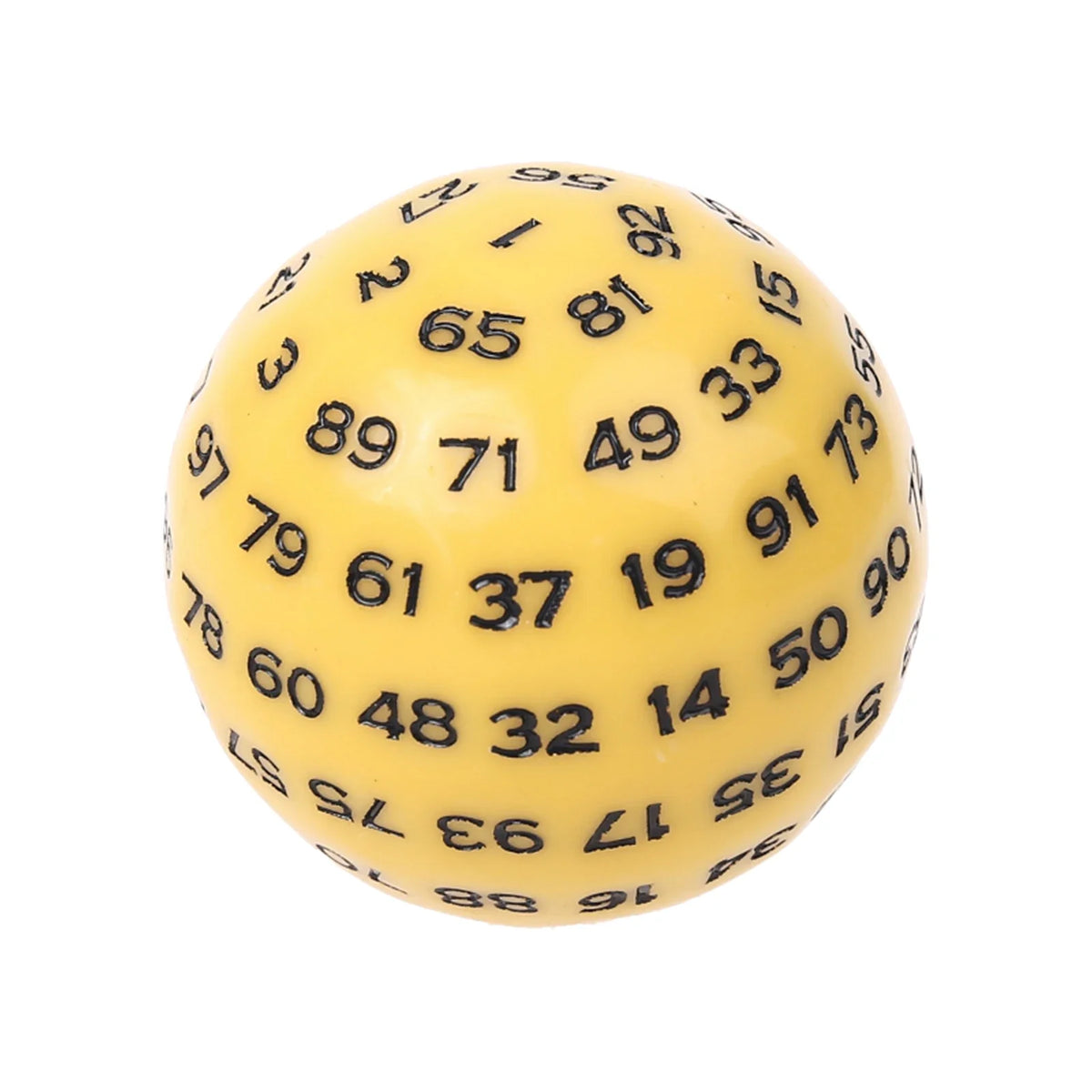 Acrylic 100-sided D100 polyhedral dice for tabletop RPG games, 48mm size, used as a game accessory by FanzyMarket.