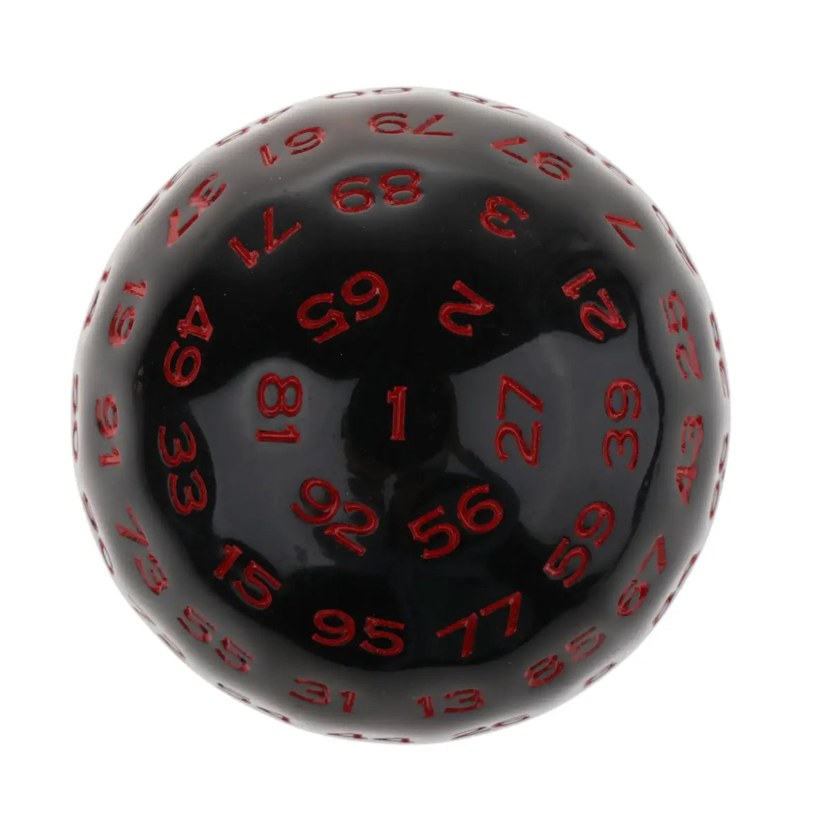 Acrylic 100-sided D100 polyhedral dice for tabletop RPG games, 48mm in size, from FanzyMarket for board and card game enthusiasts.