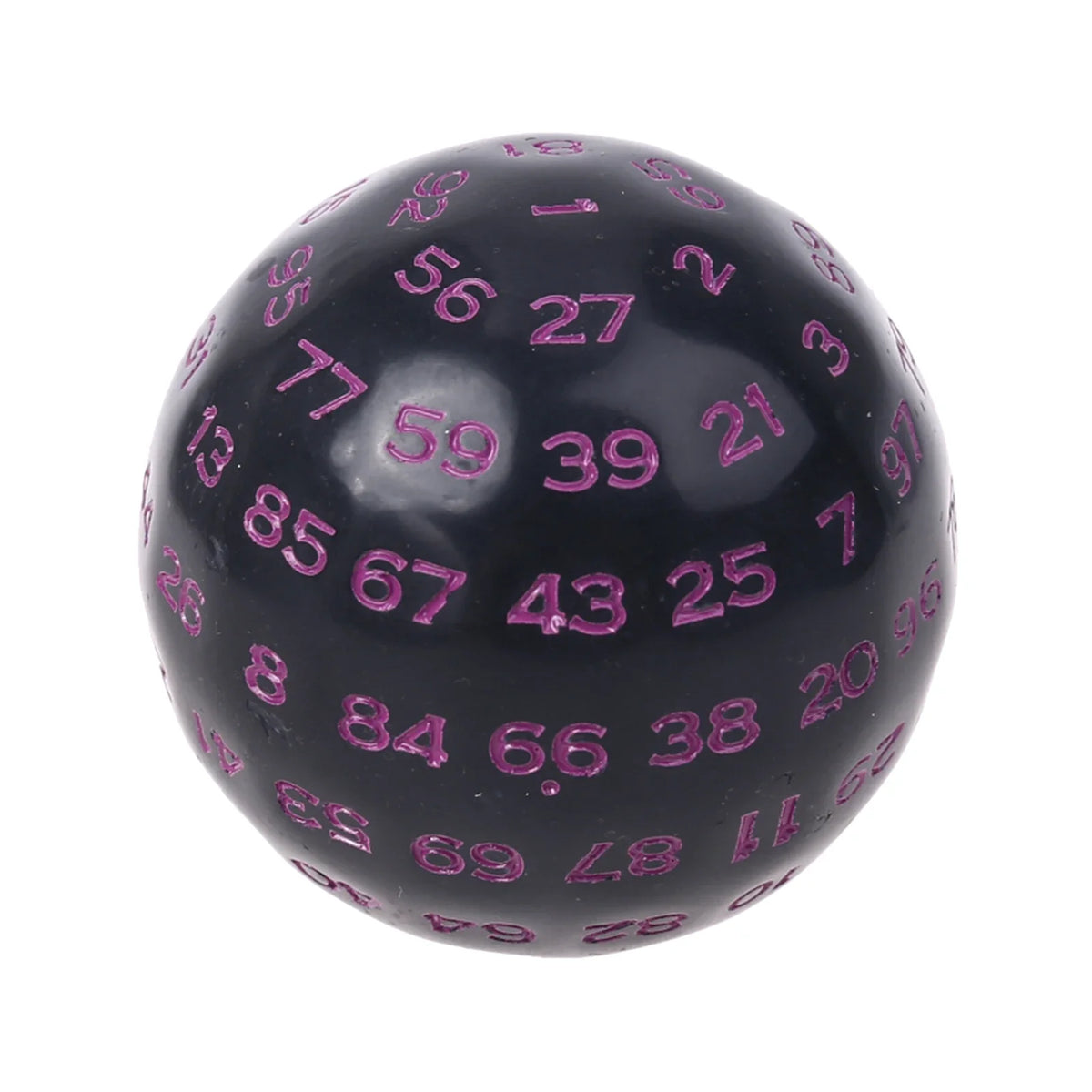 Acrylic 100-sided D100 polyhedral RPG dice, 48mm, used for tabletop board and card games, featuring FanzyMarket branding.