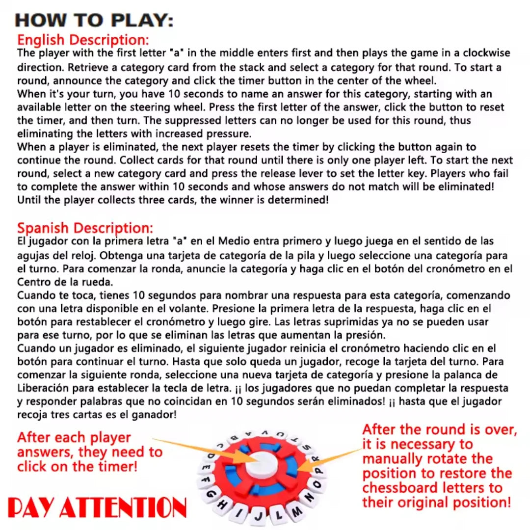 FanzyMarket Basta Spanish Letter Board Game for kids and adults, a fast-paced family party word game with colorful game pieces.