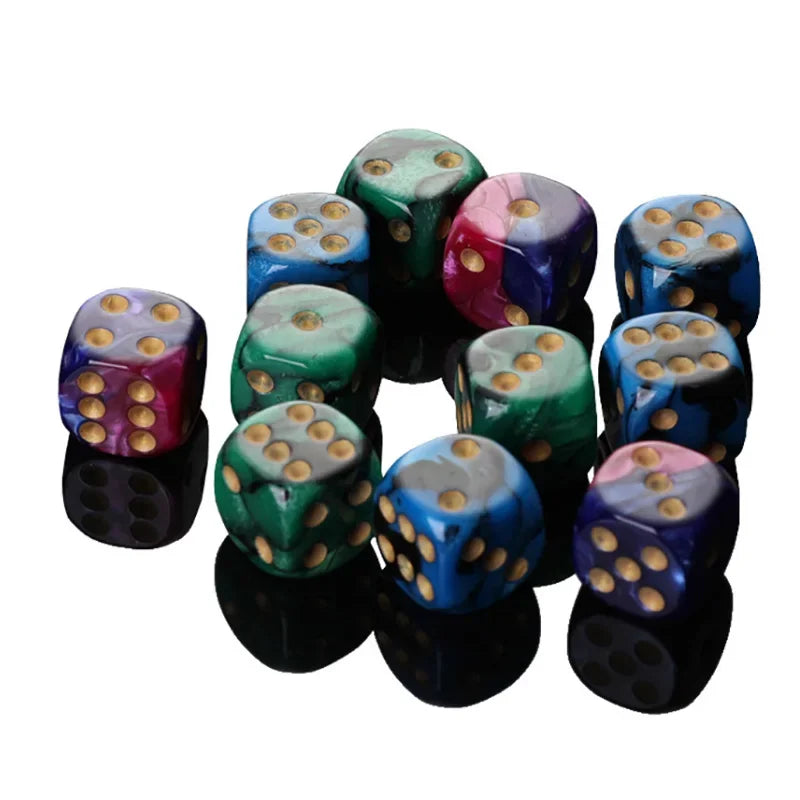 FanzyMarket 5-piece 16mm two-color acrylic dice set with six sides, perfect for board games and puzzle accessories.