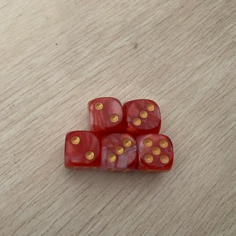 FanzyMarket 5-piece 16mm two-color acrylic dice set with six sides, ideal for board games and puzzle accessories.
