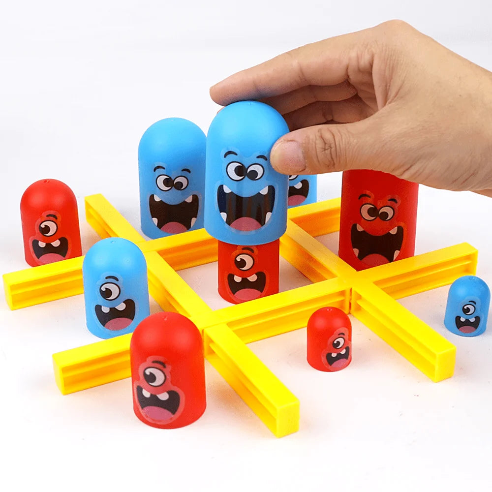 FanzyMarket tabletop Tic Tac Toe and Big-Eats-Small strategy game set with game pieces in a colorful packaging, ideal for kids and adults.
