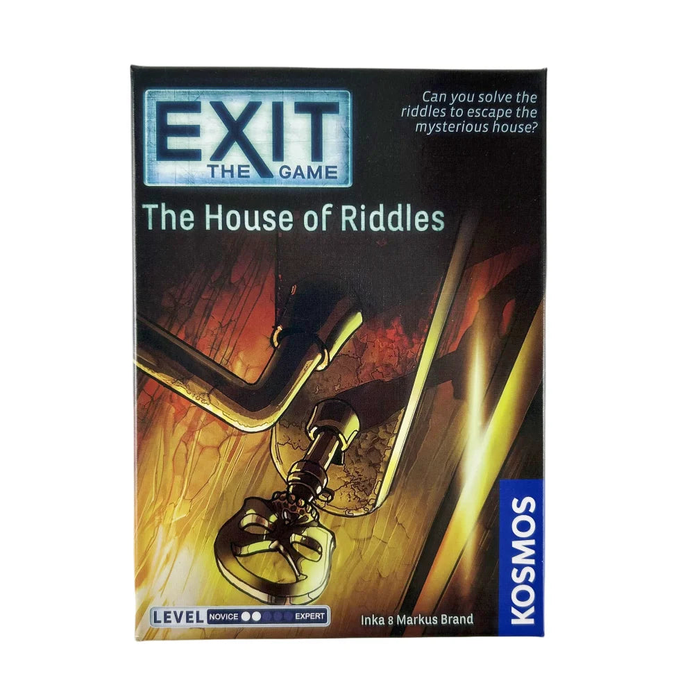 FanzyMarket escape room card game decks featuring The Abandoned Cabin, Haunted Roller Coaster, Dead Man on the Orient Express, and House of Riddles.