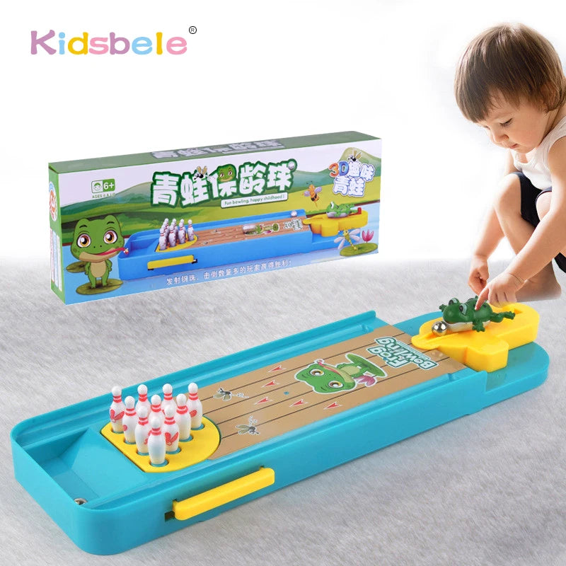 FanzyMarket mini desktop bowling game for kids, tabletop interactive sports and entertainment toy, includes bowling pins and ball.