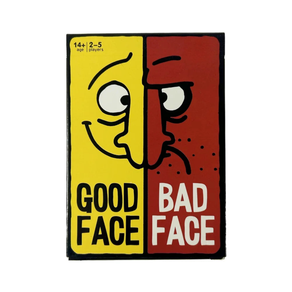 FanzyMarket funny party travel card game deck featuring humorous face and bad face cards for adult group entertainment.
