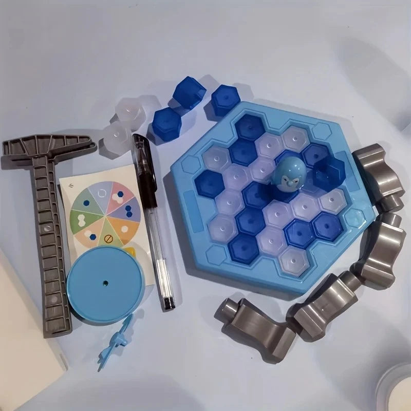 Save the Penguin Ice Tapping Rescue Game by FanzyMarket, featuring a colorful game board with penguin figures for STEM educational fun.