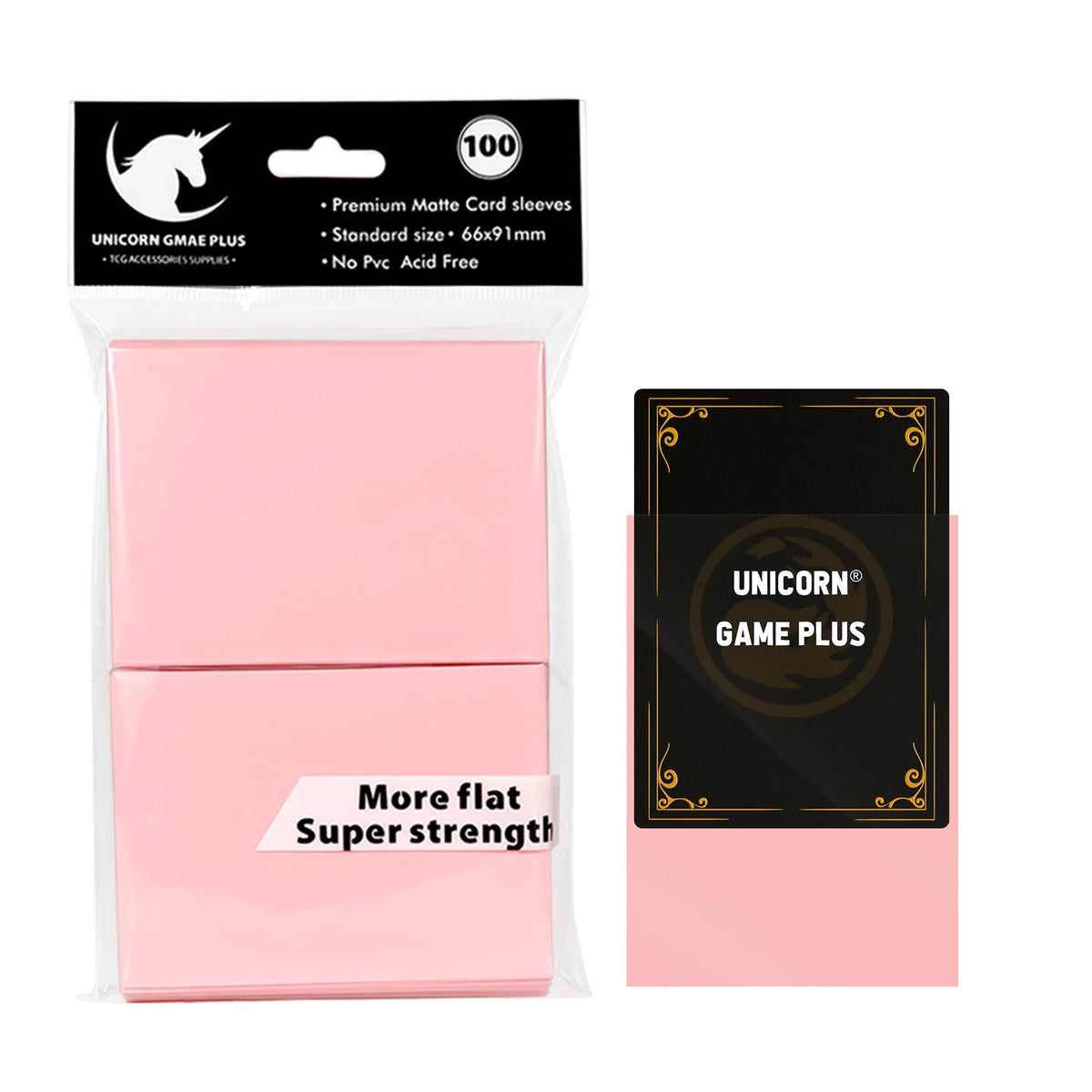 FanzyMarket 100-pack matte card sleeves for trading cards, tarot, and board games, 66 x 91 mm, in a lake blue color.