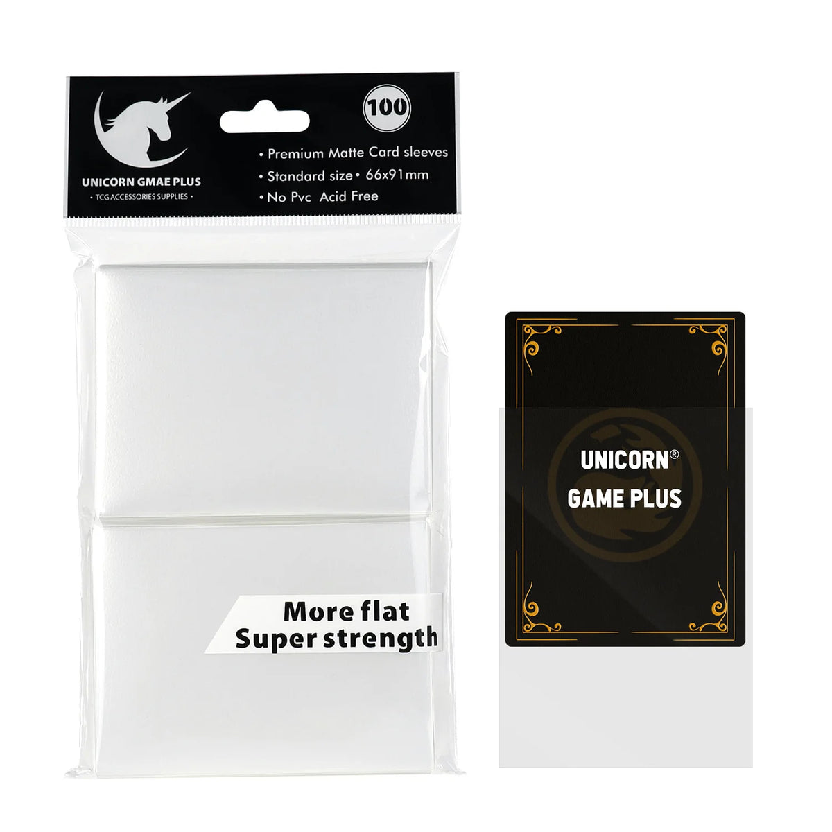 FanzyMarket 100-pack matte card sleeves, 66 x 91 mm, standard TCG trading card protectors for tarot and board games.