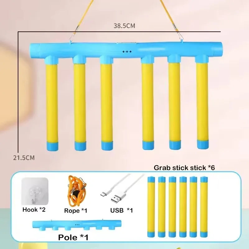 Light blue Falling Catching Sticks game by FanzyMarket, a sensory hand reaction toy for kids and adults in sports and entertainment.