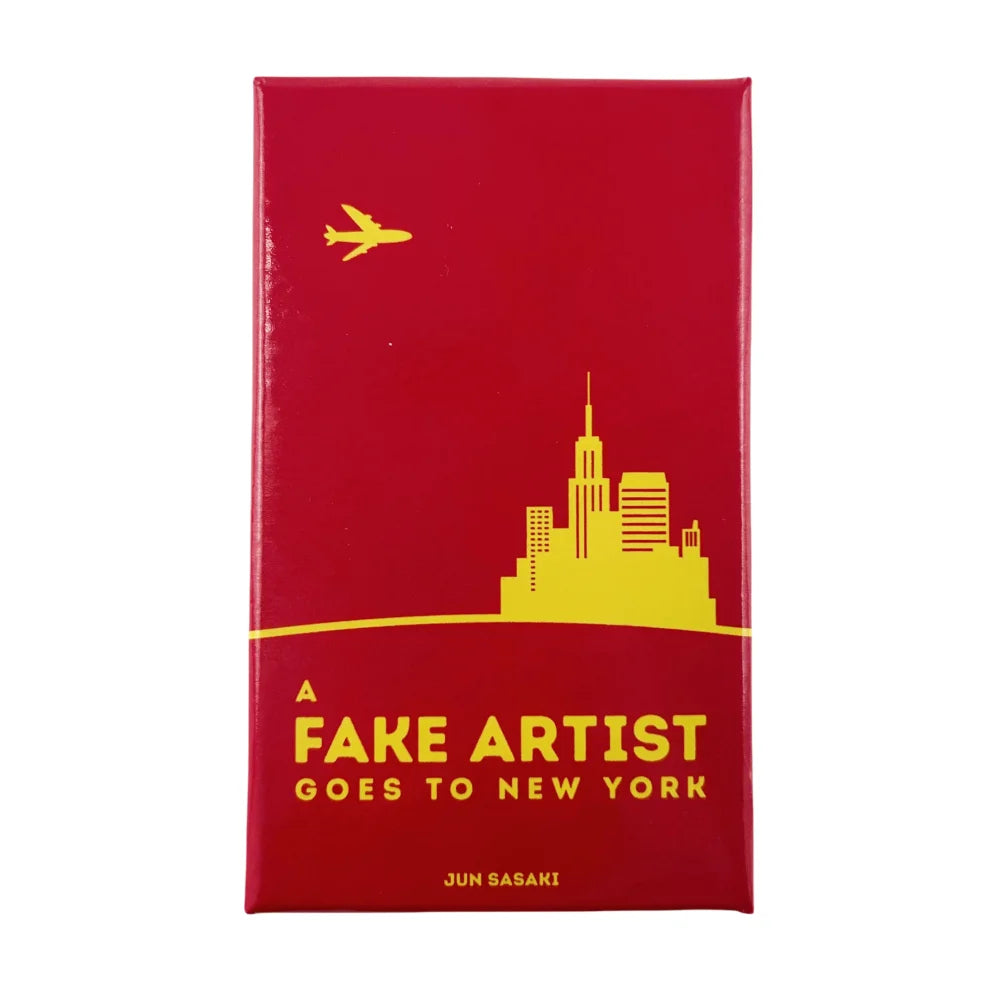 FanzyMarket A Fake Artist Goes to New York party card game with colorful game box and cards for creative drawing and bluffing fun.