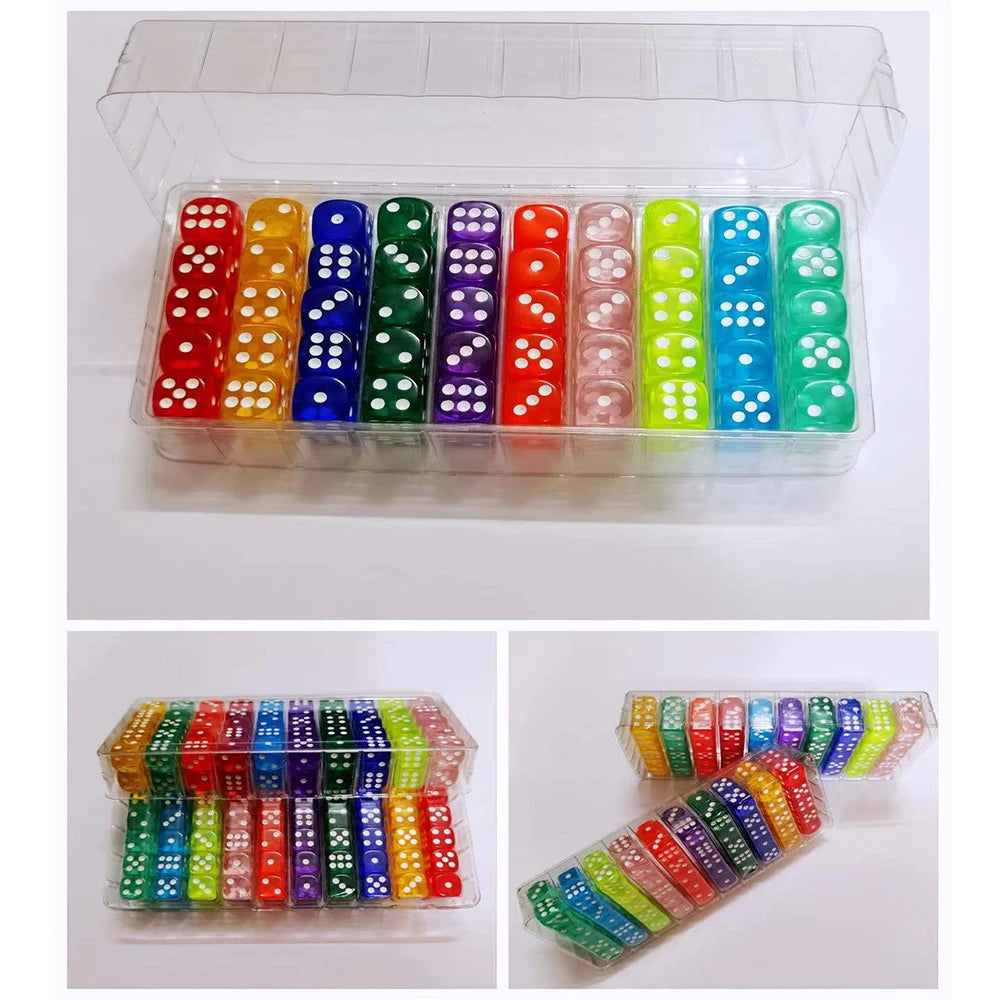 Set of 100 transparent 14mm acrylic six-sided dice with rounded edges for board games and DnD by FanzyMarket
