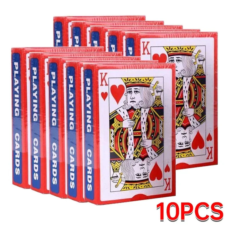 FanzyMarket 54-card standard poker deck in red, 100-pack, perfect for parties and board games, measuring 5.7 x 8.7 cm.