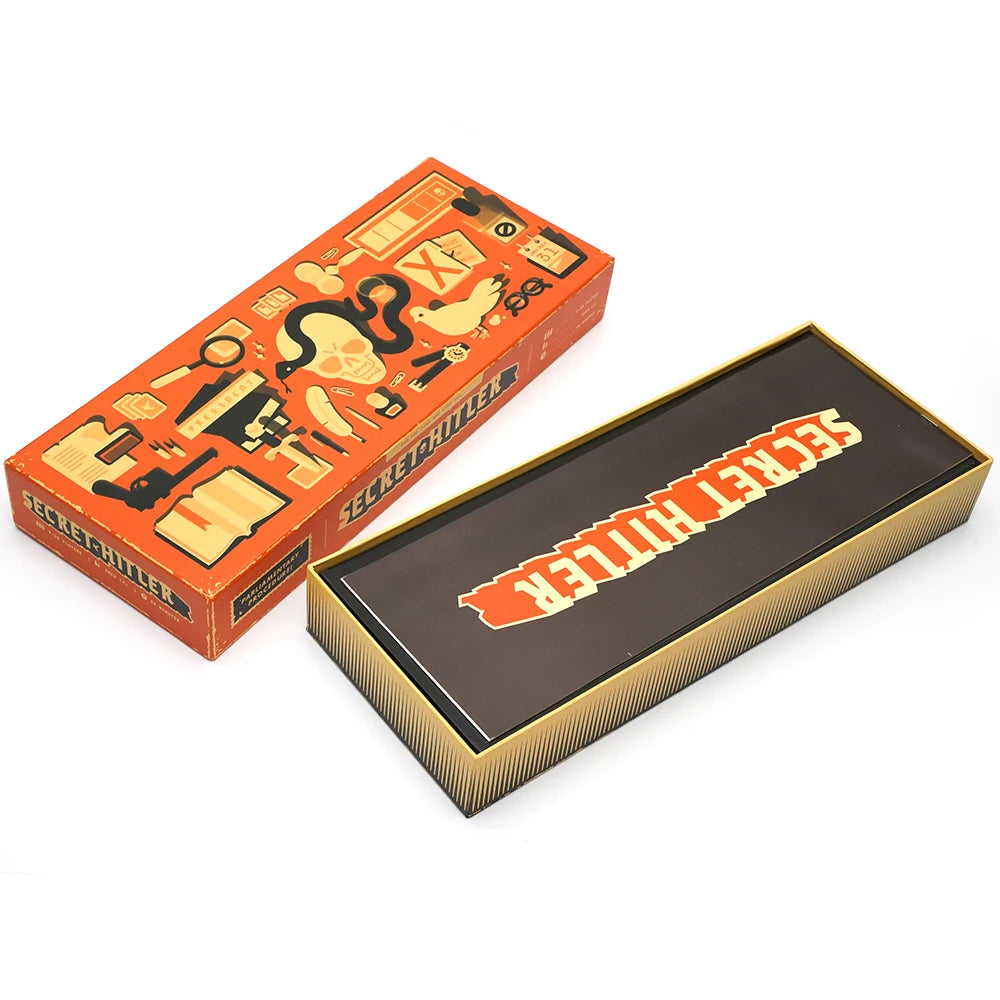 FanzyMarket Secret Hidden-Role Party Card Game for ages 14+ featuring a red box and social deduction gameplay.
