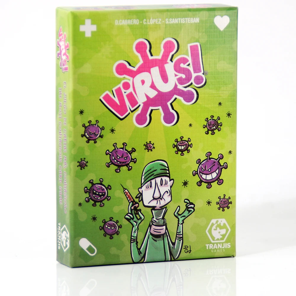 Bilingual Virus Card Game by FanzyMarket, Spanish and English party card game for family and friends, ages 14+.