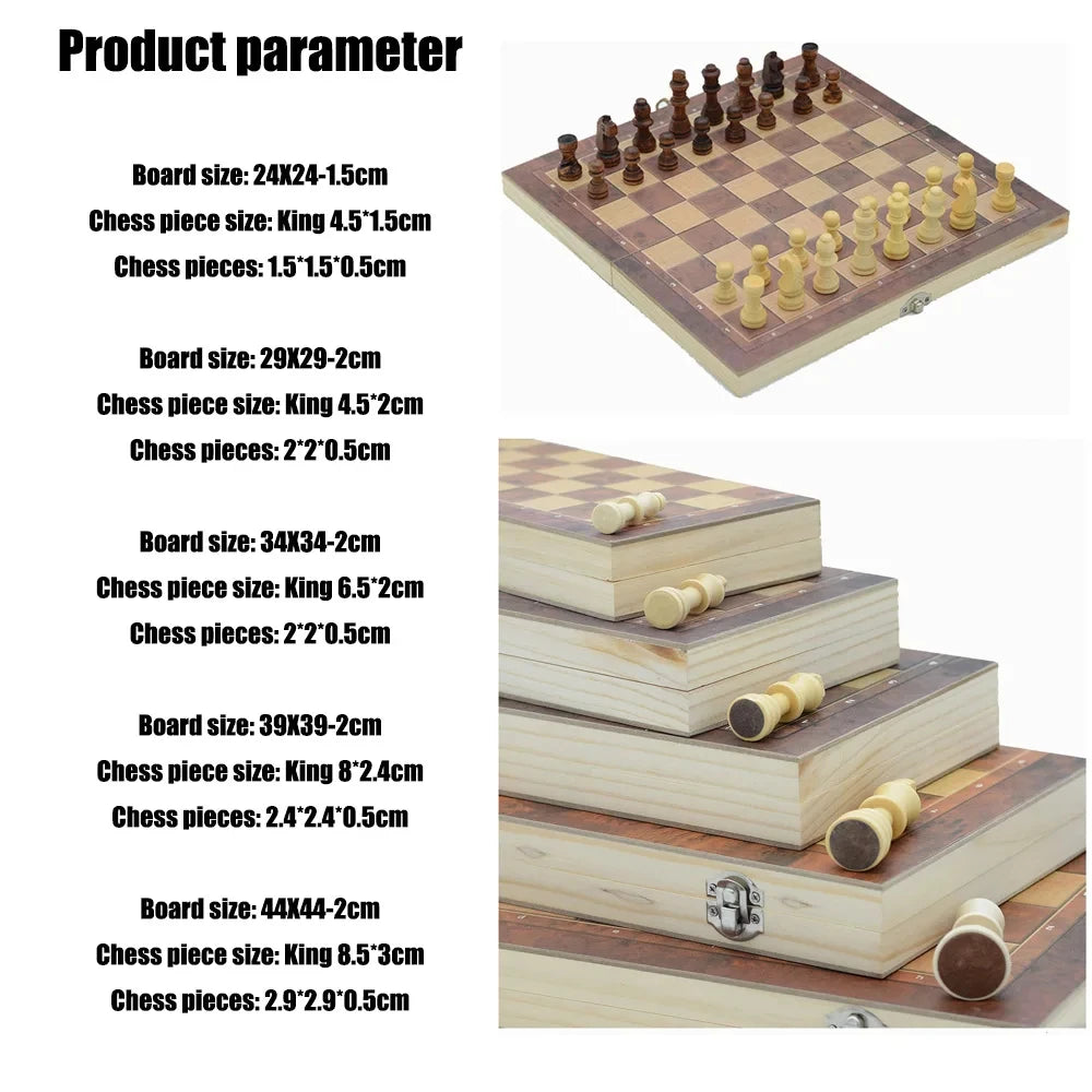 FanzyMarket 3-in-1 travel board game set with chess, checkers, backgammon and dice for portable fun and entertainment.