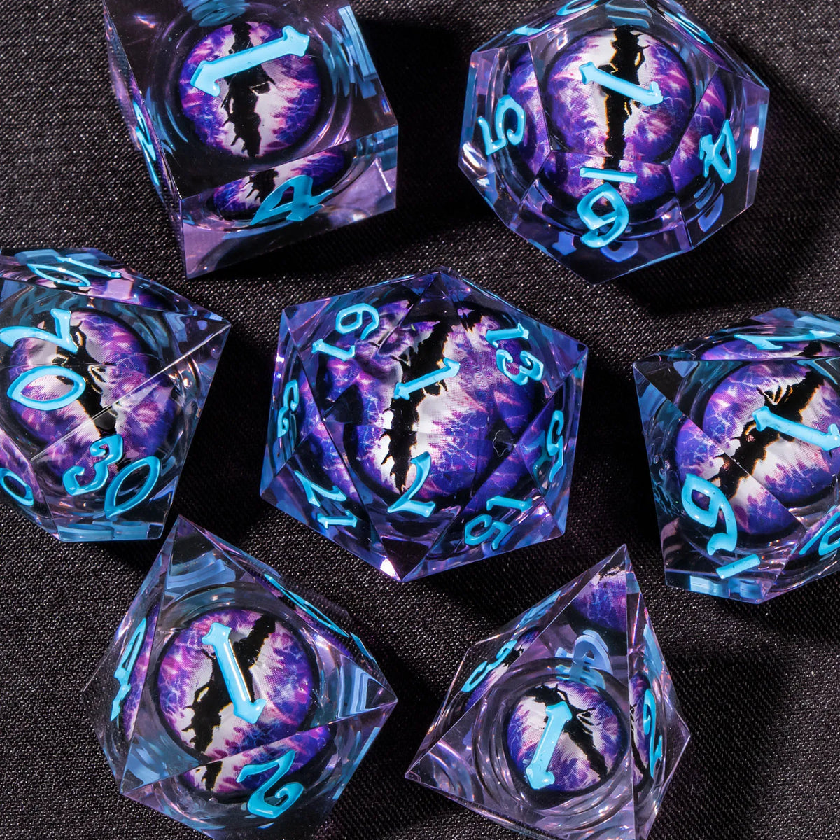 FanzyMarket digital electronic dice roller for board games, RPGs, and parties, showing colorful digital dice on a gaming table.