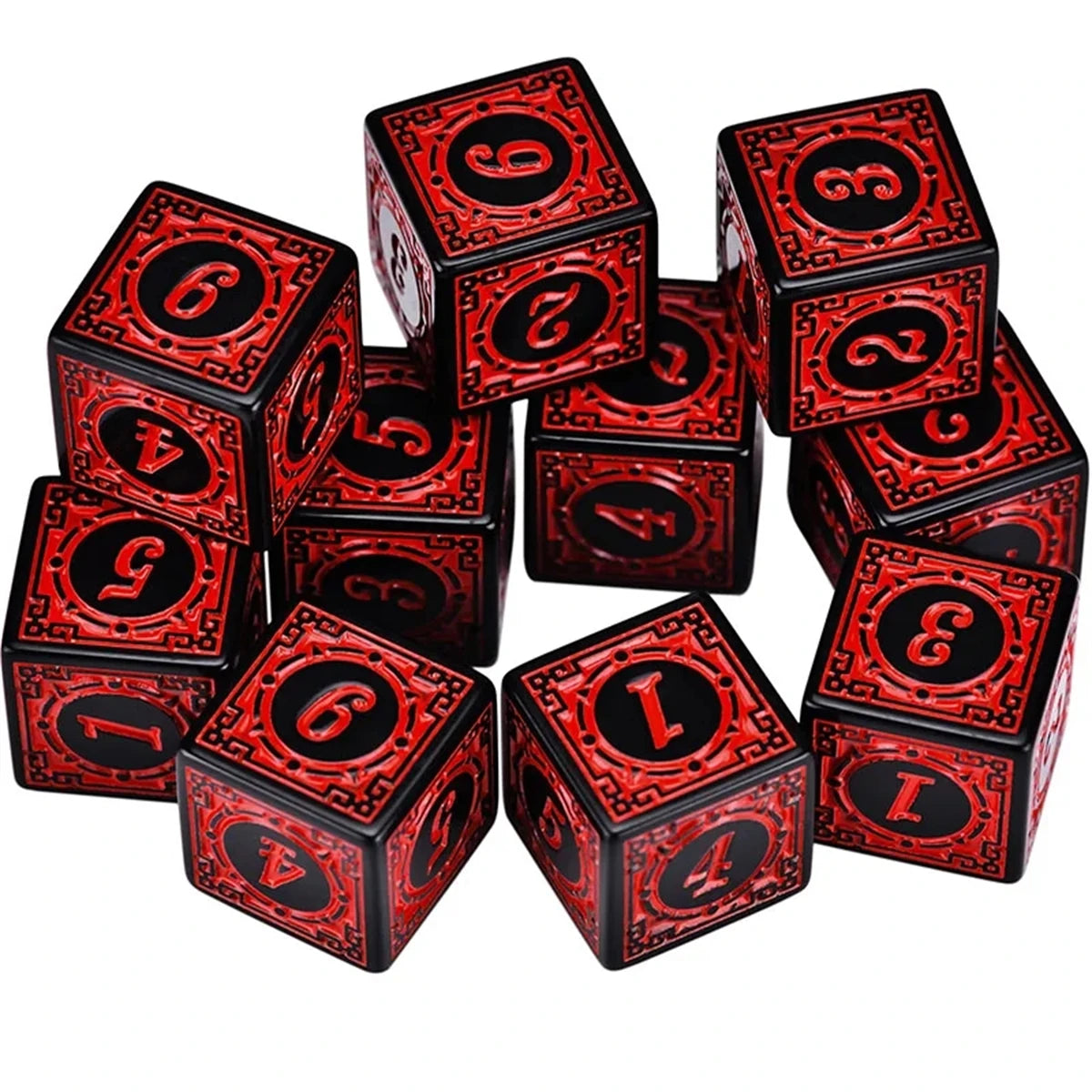 FanzyMarket 10-piece acrylic D6 dice set with yellow six-sided RPG game dice, 16mm size for Dungeons & Dragons and board games.