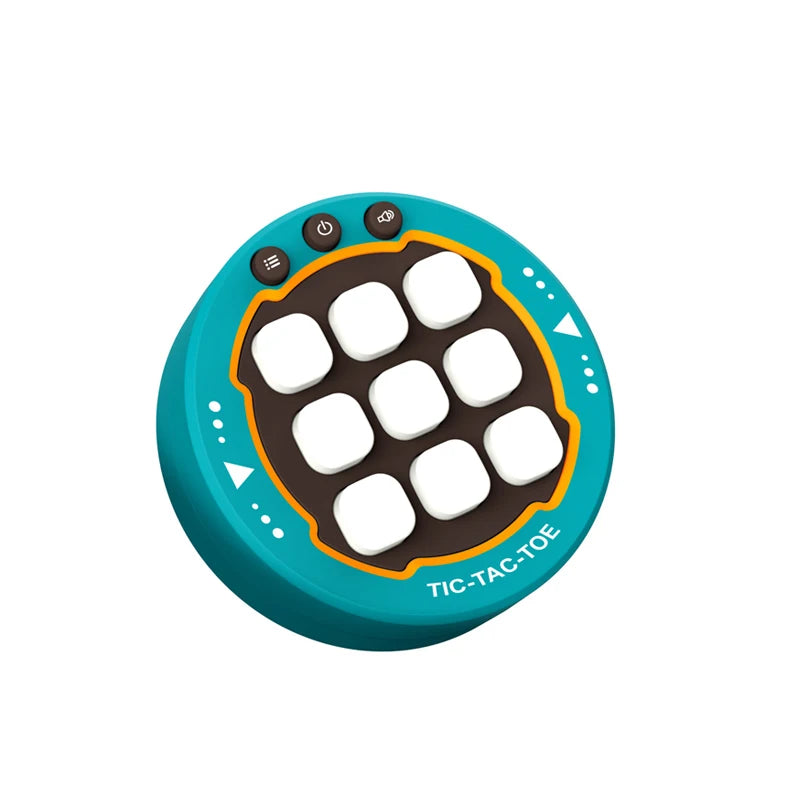 FanzyMarket portable electronic Tic Tac Toe game for kids, educational and interactive strategy brain toy, yellow compact design.