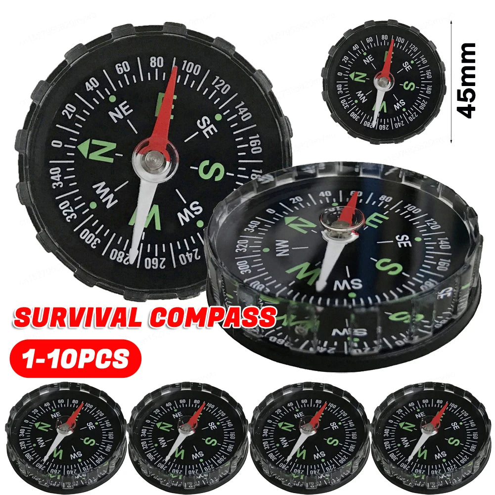 Mini 45mm FanzyMarket pocket compass for camping and hiking, portable handheld navigation tool for outdoor survival activities.