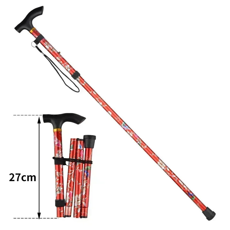 FanzyMarket adjustable telescopic trekking poles with T-handle and rubber tip, 82–92 cm, foldable hiking and walking sticks.