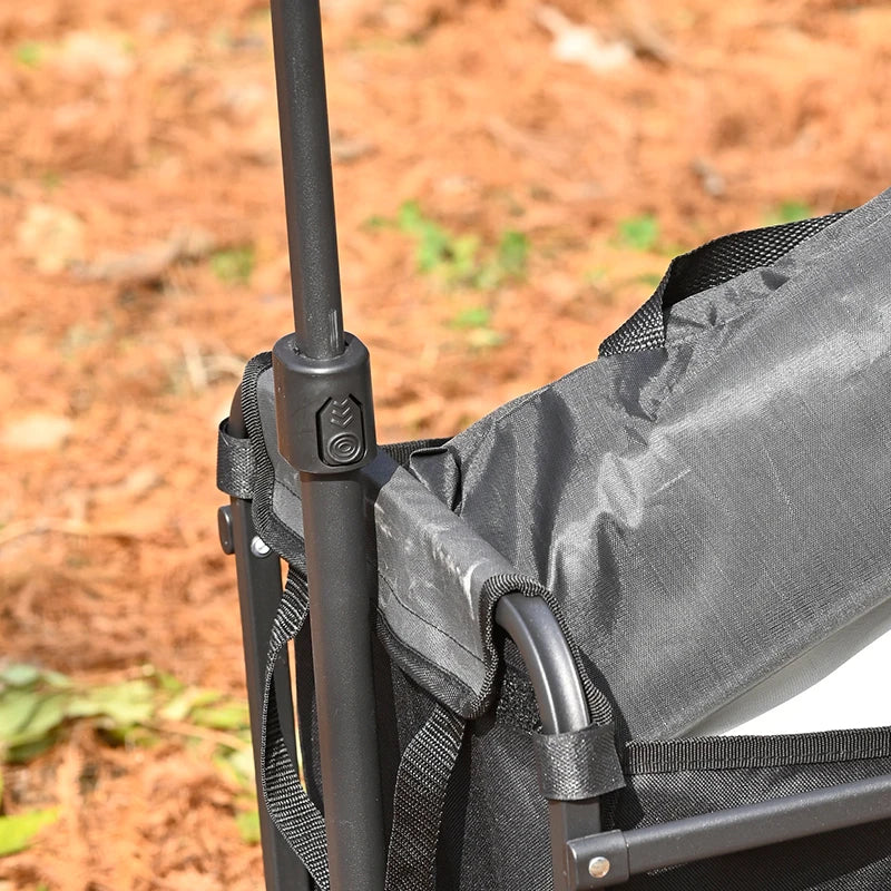 FanzyMarket collapsible utility wagon in black, heavy-duty large capacity folding trolley for beach, camping, and outdoor activities.