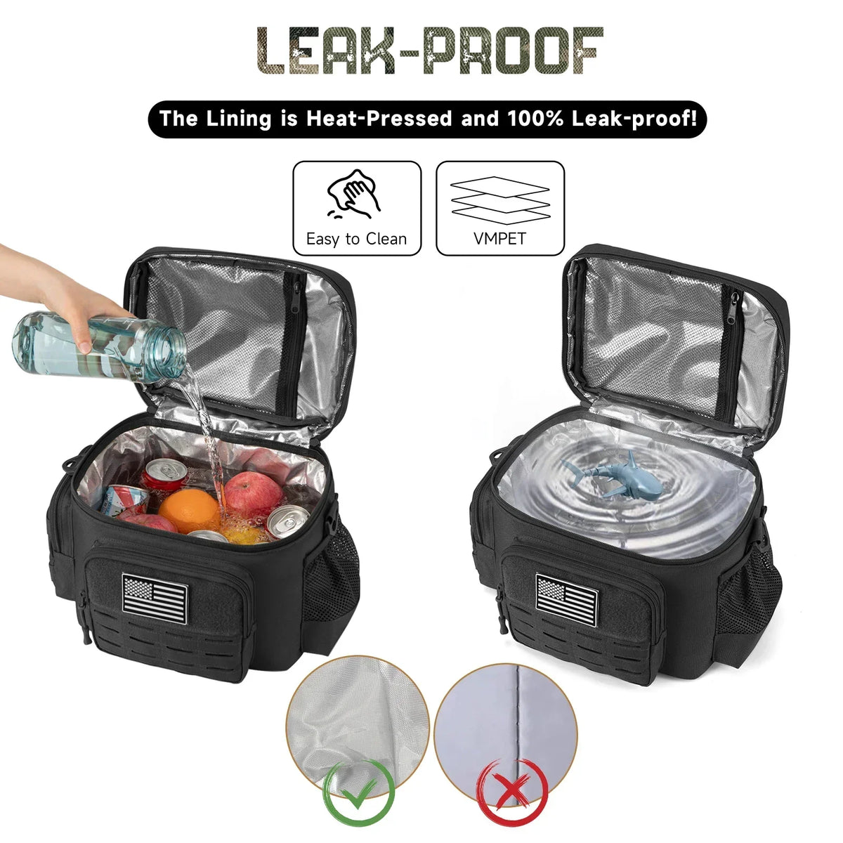 FanzyMarket 13L tactical insulated cooler bag, heavy-duty outdoor picnic backpack with thermal insulation for camping and outdoor activities.