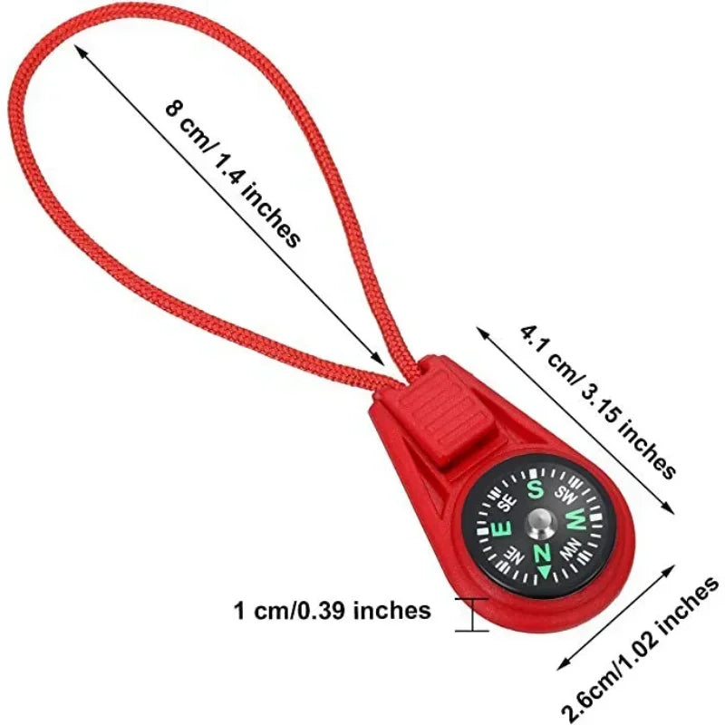 Blue FanzyMarket mini tactical pocket compass keychain for camping, hiking, and outdoor survival, with a compact design.
