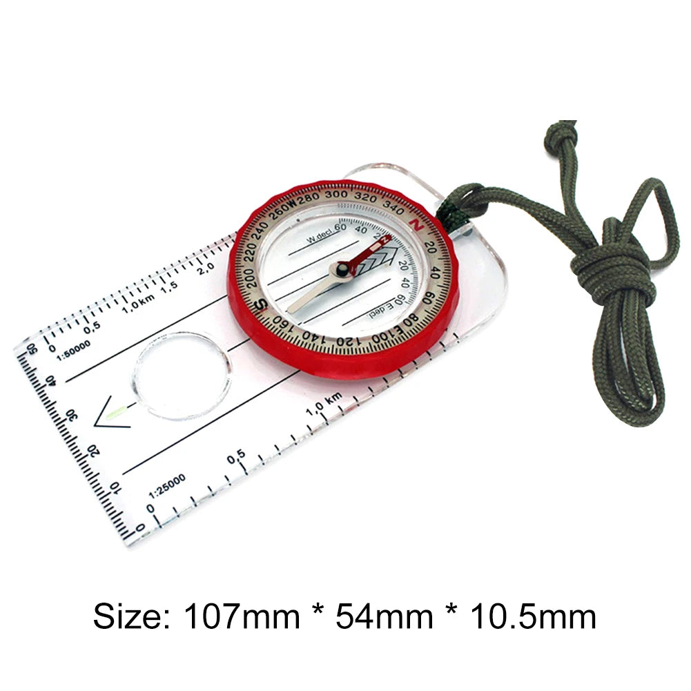 FanzyMarket luminous waterproof hiking compass with high accuracy baseplate and neck strap, 4.2 inches for outdoor camping and fishing.