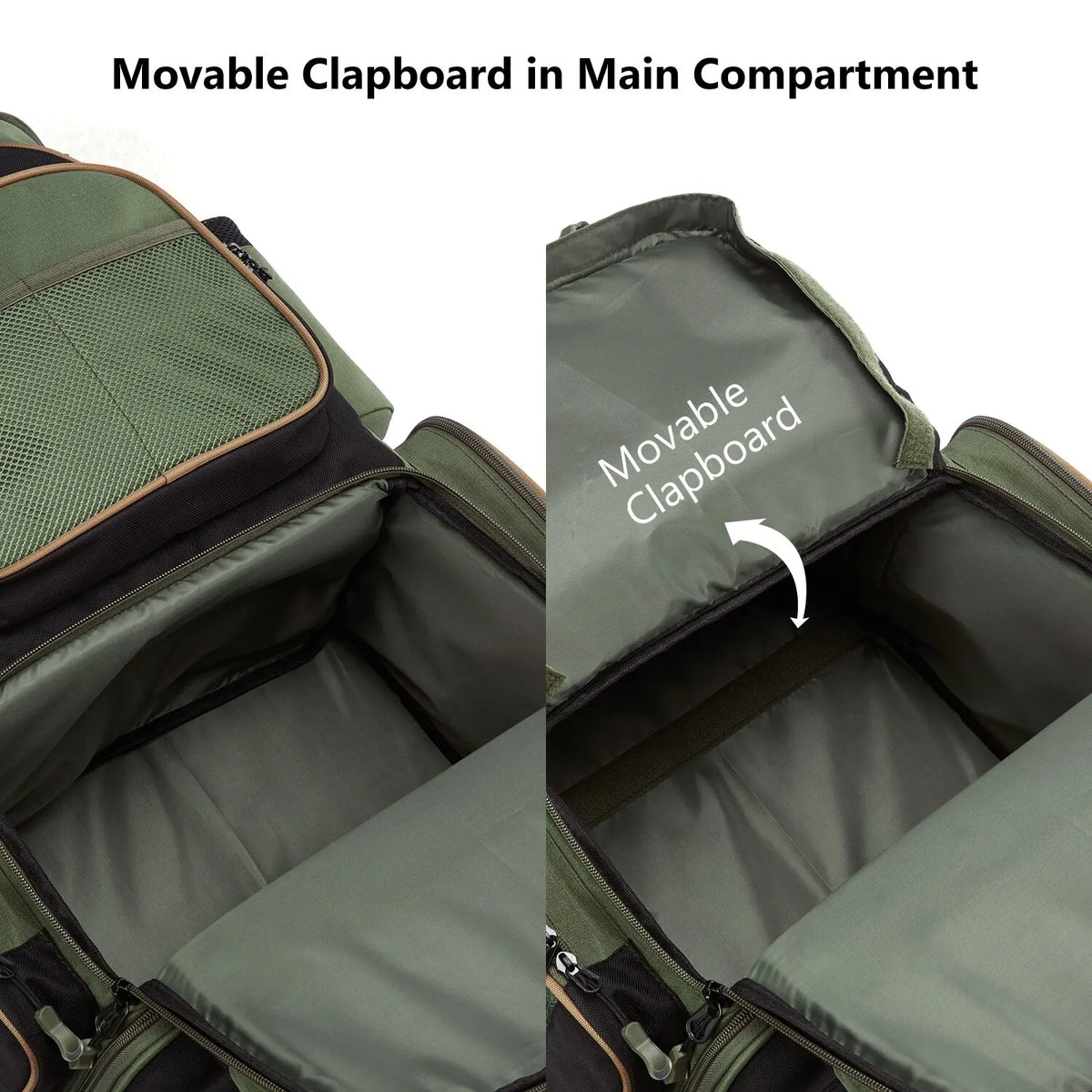 FanzyMarket lightweight tactical fishing tackle backpack in khaki with soft tackle box and rain cover for outdoor fishing trips.