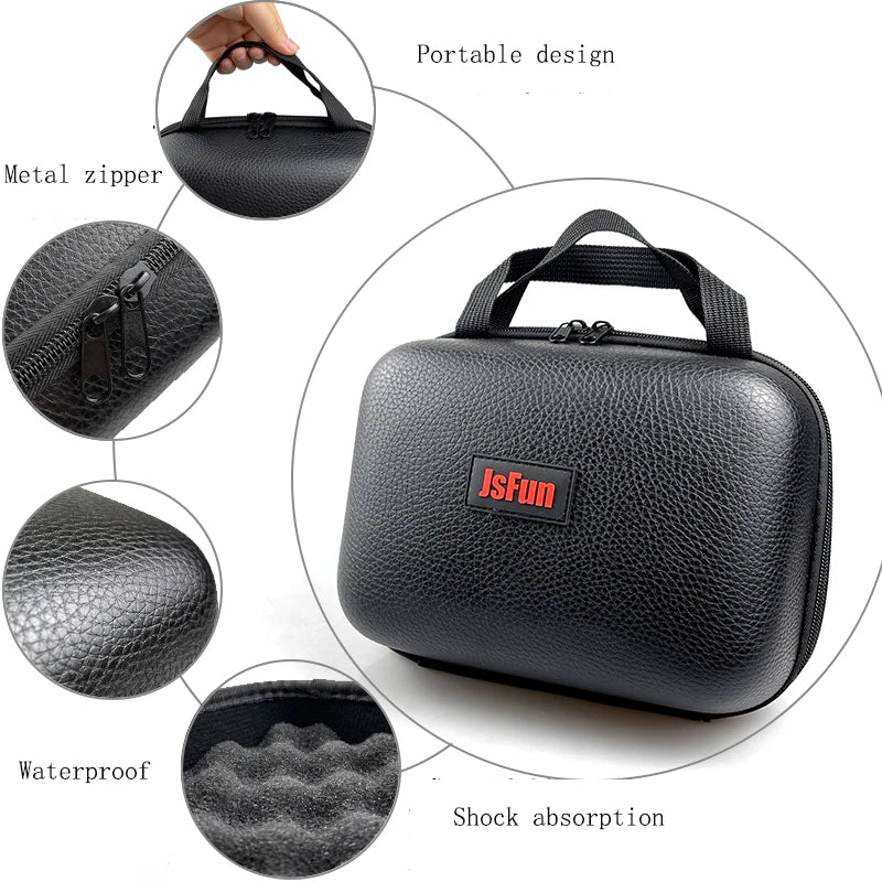 FanzyMarket waterproof shockproof fishing reel bag made of PU, designed for 1-2 spinning reels, available in S, M, L sizes.