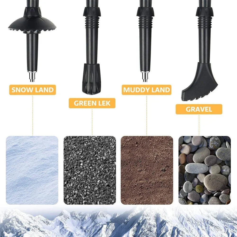 FanzyMarket 2-pack ultralight foldable telescopic trekking poles, adjustable from 32 to 125 cm, for hiking and Nordic walking.