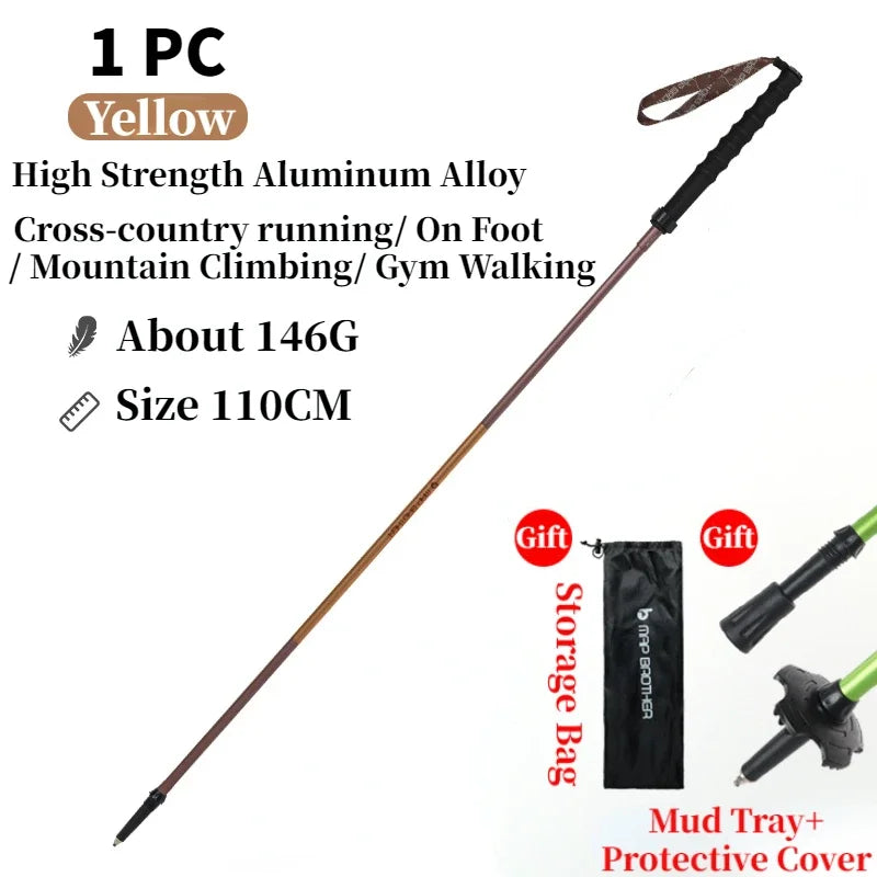 FanzyMarket foldable 4-section trekking poles with EVA grips, tungsten-cobalt tips, adjustable 110-120cm, lightweight aluminum.