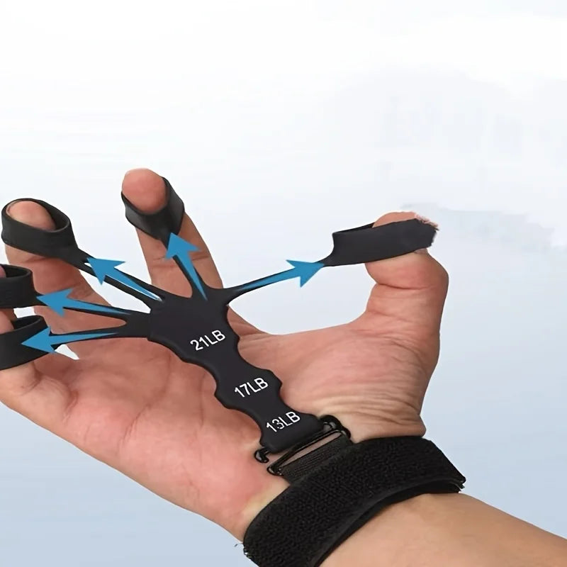 FanzyMarket 5-finger hand trainer and wrist puller for grip strength, forearm toning, and muscle development during fitness workouts.
