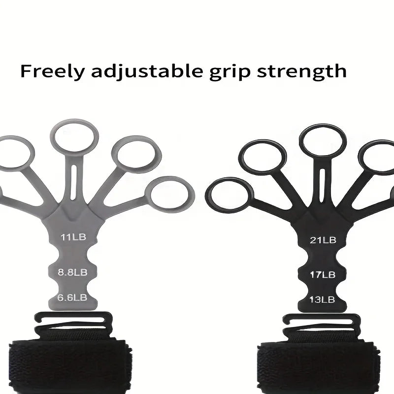 FanzyMarket 5-Finger Hand Trainer and Wrist Puller for grip strength, forearm, and muscle toning, shown in use.
