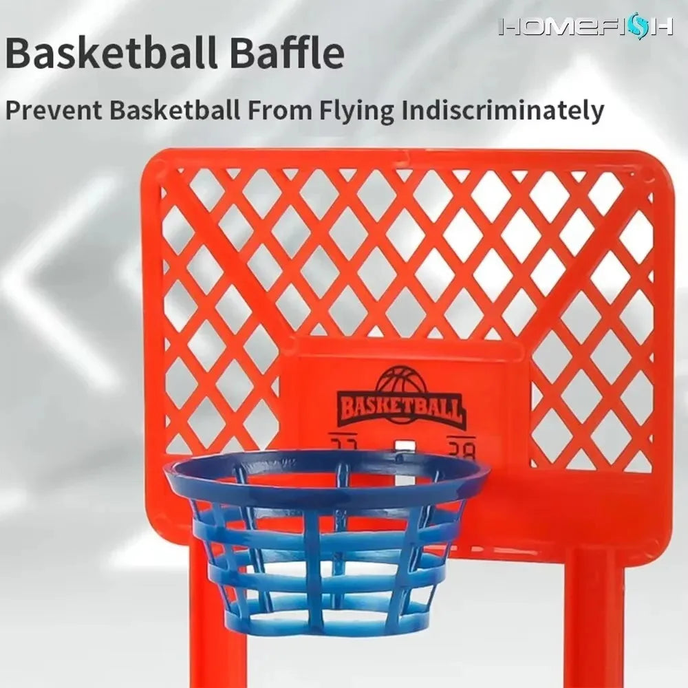 FanzyMarket mini desktop basketball game, portable indoor/outdoor toy with colorful basketballs, for fun at home, office, or on the go.