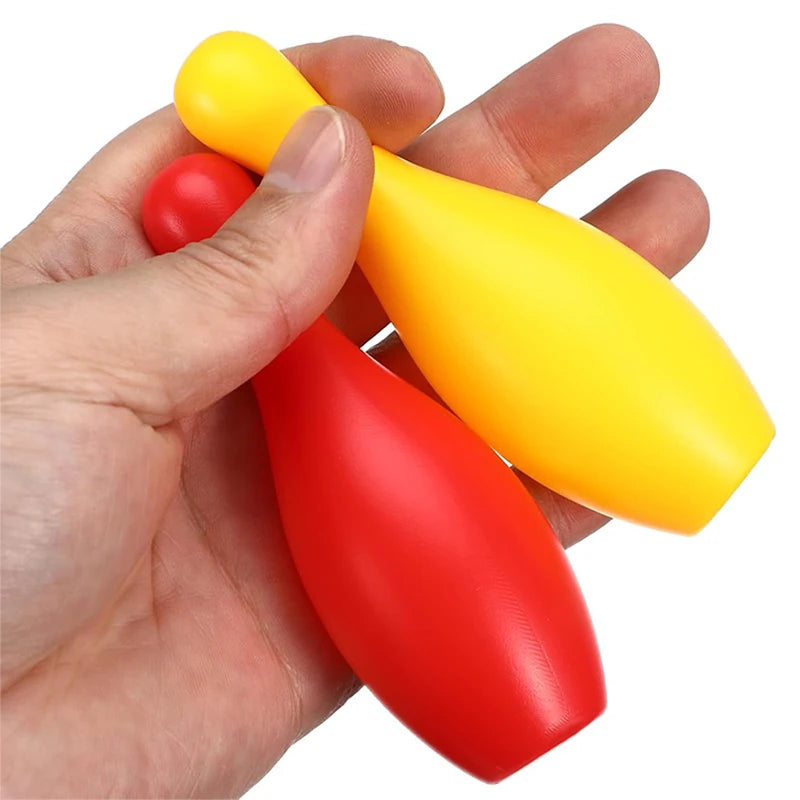 FanzyMarket mini bowling set with 2 plastic balls and 10 pins, ideal for indoor and outdoor kids tabletop sports and entertainment.