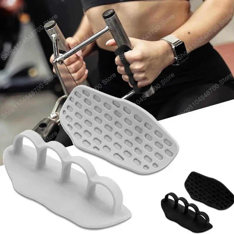 FanzyMarket black anti-slip weightlifting hand grips with palm protection, 1 pair, in 3 sizes for fitness and strength training.