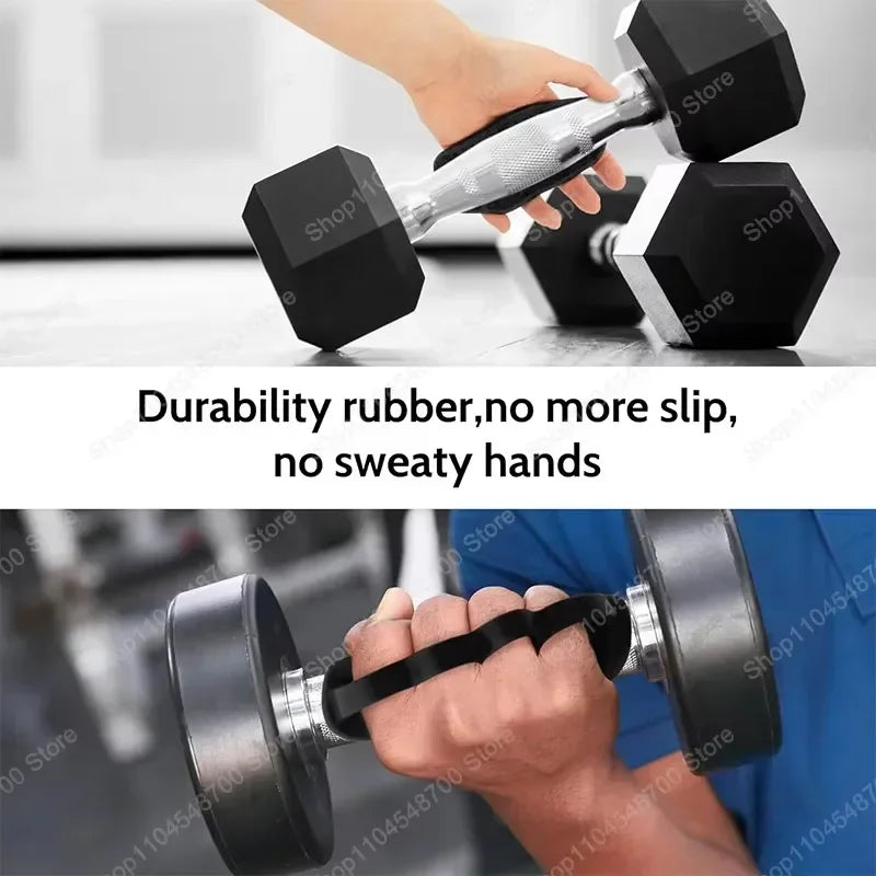 FanzyMarket black anti-slip weightlifting hand grips in 3 sizes, palm protection and training grips for fitness and strength training.